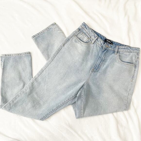 Missguided boyfriend jeans light blue denim high rise size 8 - Picture 1 of 9